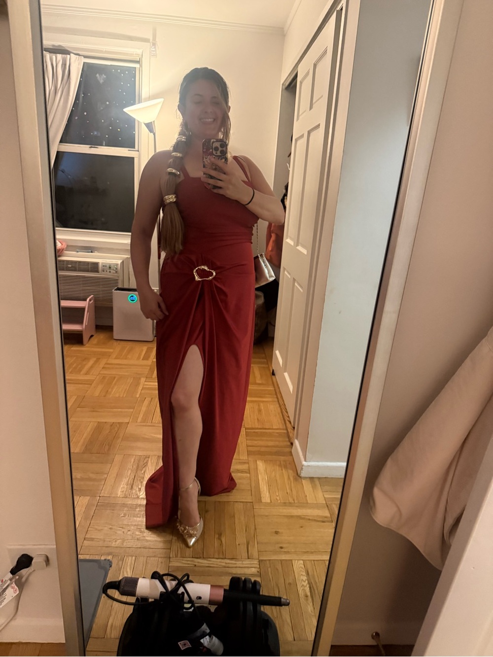 Elegant Red Evening Gown with Side Slit